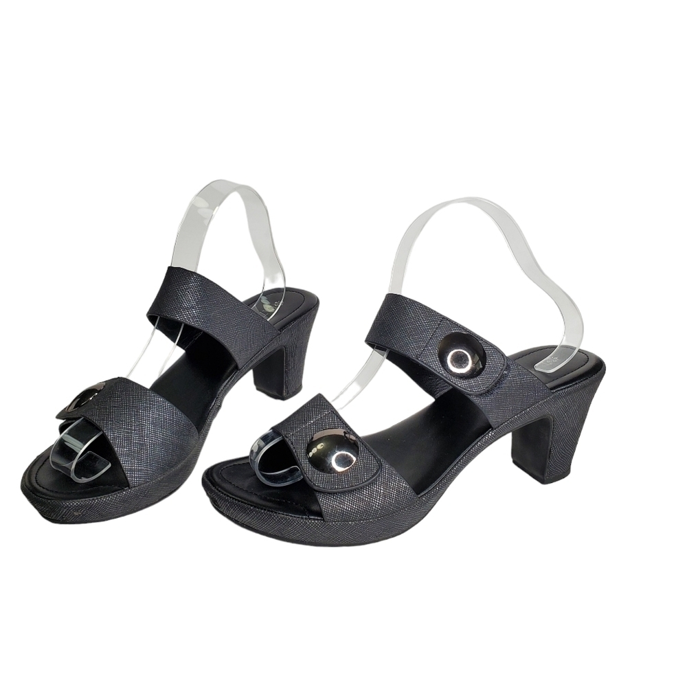 Patrizia by Spring Step Charcoal Grey / Black Heeled Sandals Size 41 EU/ 9.5